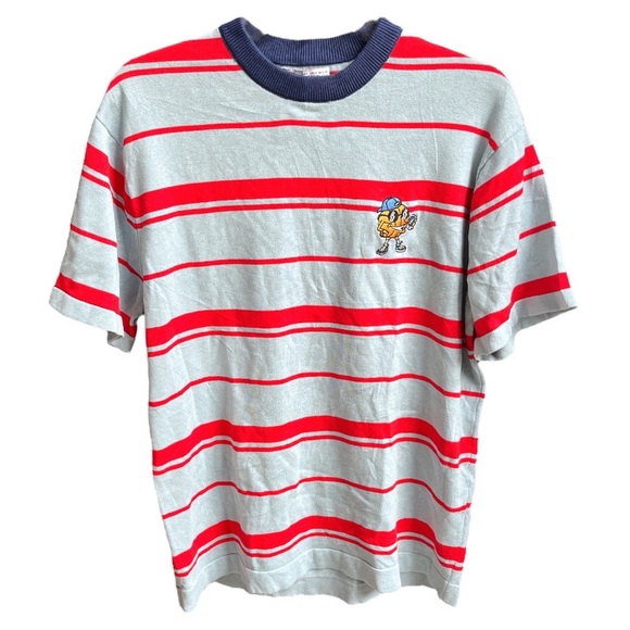 Zara Other - Zara Striped Embroidered Basketball Character Crew Neck Tee Blue Red Size Small